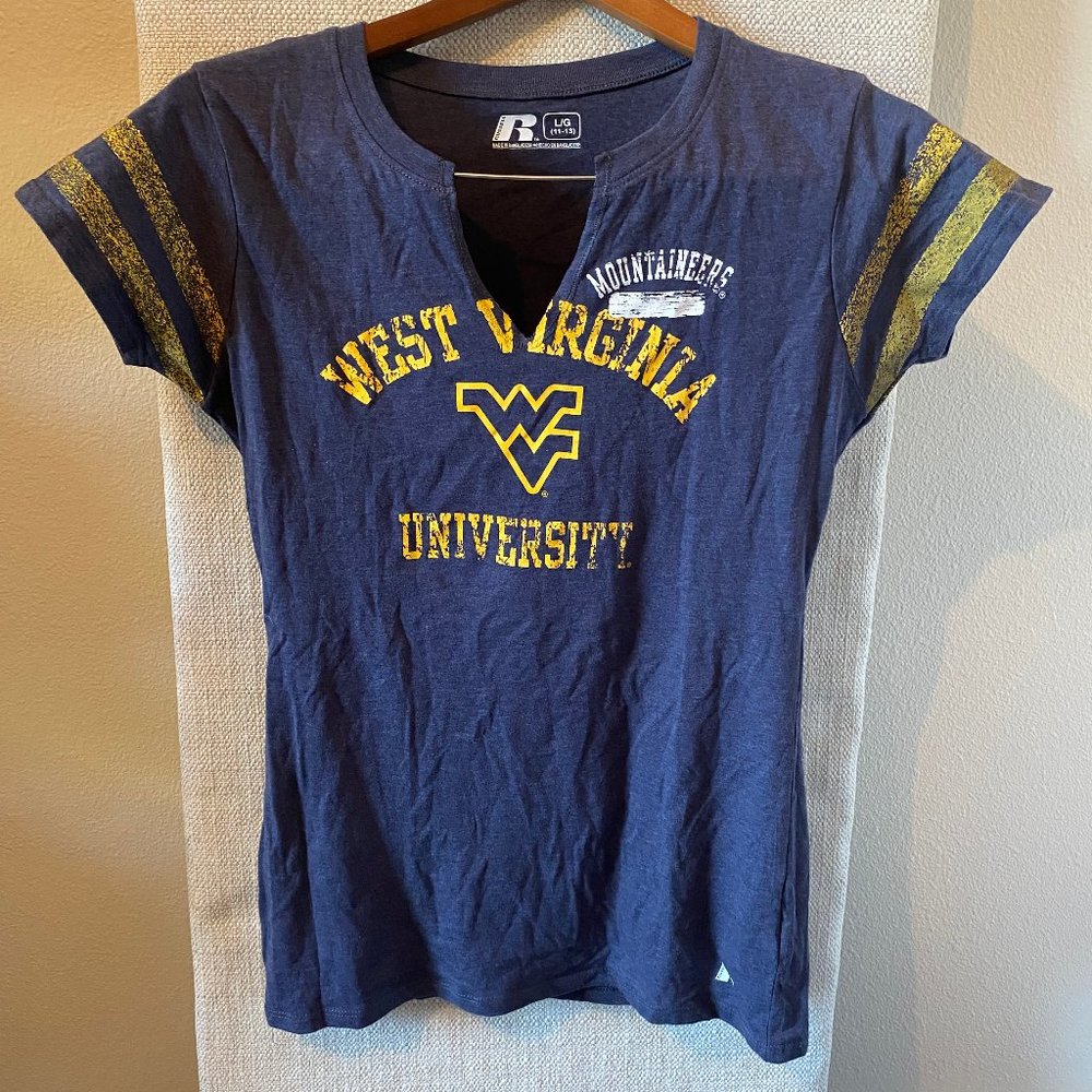 West Virginia University Mountaineers V neck Fitted Women's Shirt